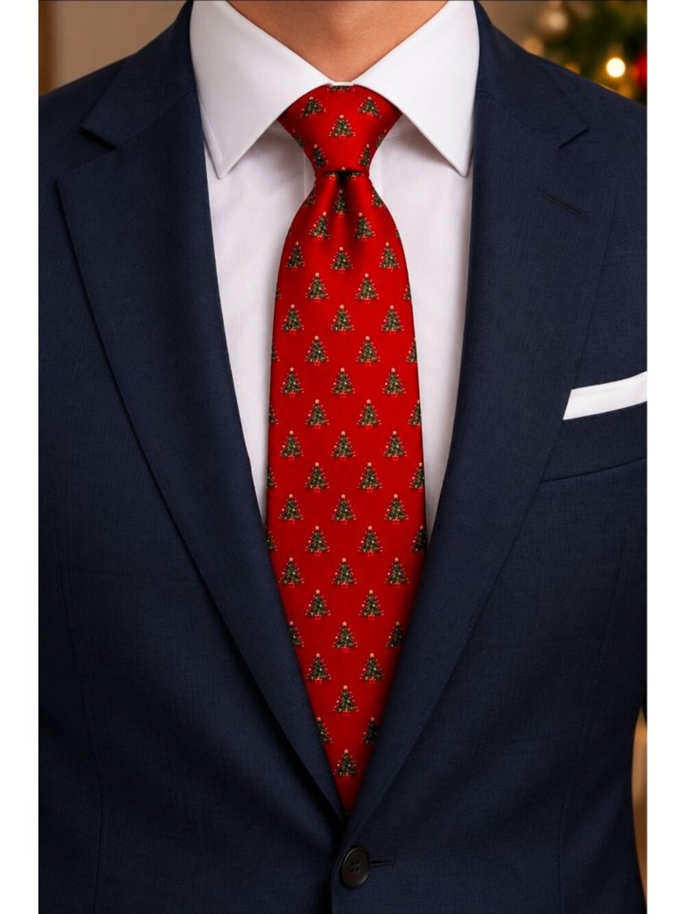 Holiday Traditions Red Christmas Tree Silk Tie By Hallmark